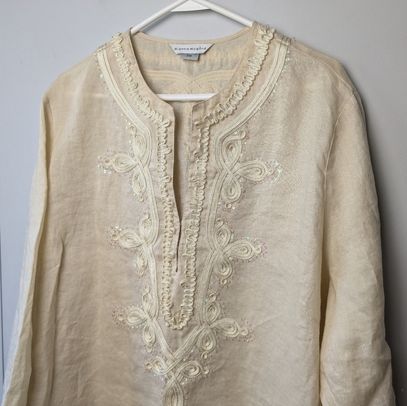 BIANCA NYGARD Plus Size Tunic Women Blouse Size 24W 100% Linen Boho - Picture 2 of 12